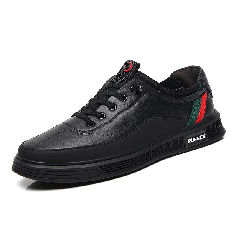 2024 Summer New Men's Shoes Breathable Trendy Brand Soft soled Leather Shoes White Shoes Student Board Shoes British Fashion Casual