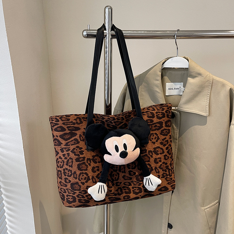 Autumn and Winter Ins Cute Tote Bag 2024 New Fashion Leopard Pattern Large Capacity Backpack Single Shoulder Slant Cross Bag