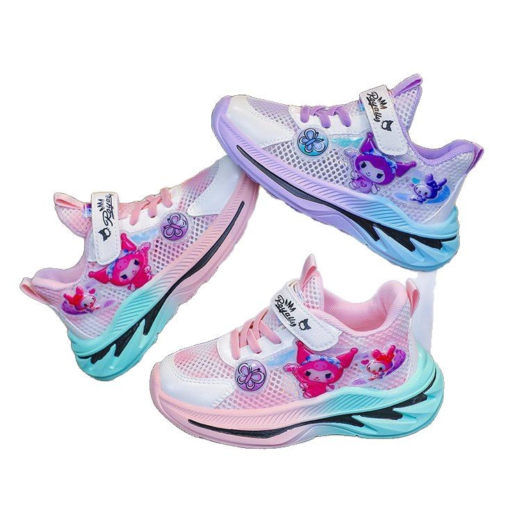 New Kuromi 2025 mesh breathable children's sports shoes for small and medium-sized children, thin and fashionable versatile running shoes for girls