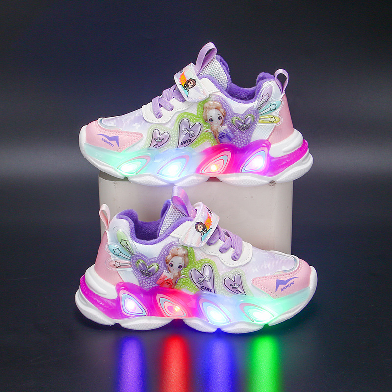 Girls' Shoes 2023 Autumn/Winter New Children's Luminous Shoes, Versatile Korean Version for Girls' Baby Shoes