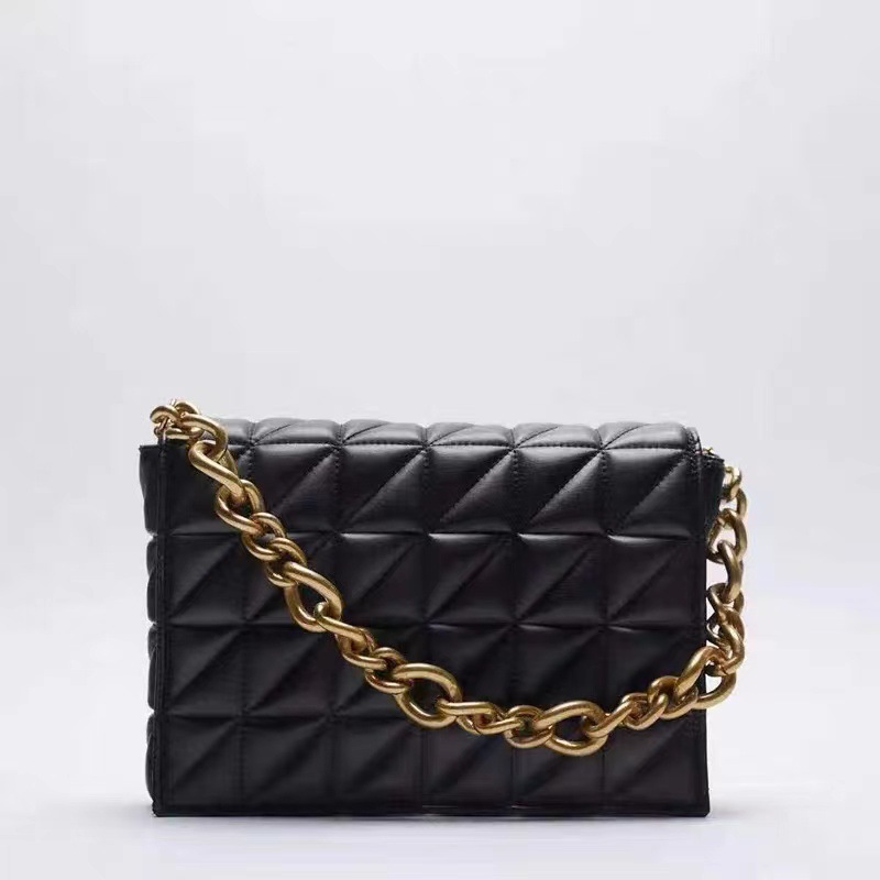 Z Home's popular foreign trade crossbody diamond grid bag 2025 new versatile thick chain single shoulder rice embroidered small square bag