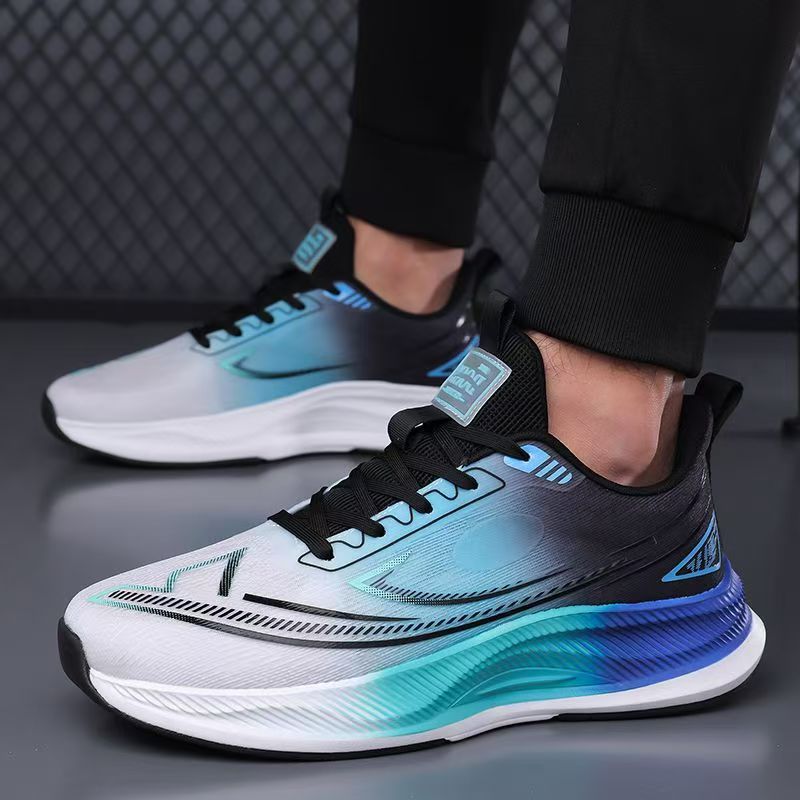 Cross border men's shoes 2025 spring and summer new casual sports shoes Flyknit running shoes Mesh breathable soft sole running shoes