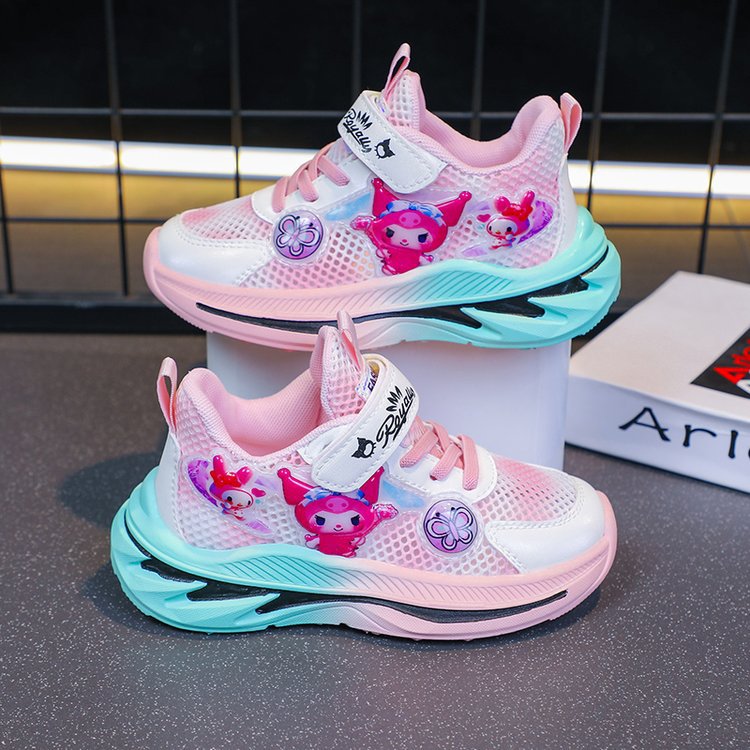 New Kuromi 2025 mesh breathable children's sports shoes for small and medium-sized children, thin and fashionable versatile running shoes for girls
