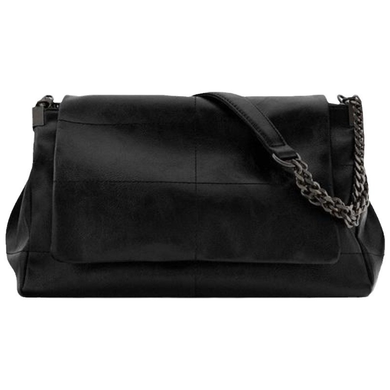 Z Home Women's Bag Fashion Versatile Large Capacity Commuter Chain Bag Stray Black Rock Style Flip Bag Trendy Single Shoulder