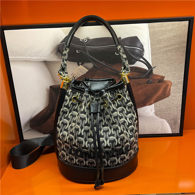 2025 New Fashionable Mix and Match Color Drawstring Bucket Bag Handheld Single Shoulder Cross Shoulder Trendy Women's Bag Cross border Foreign Trade