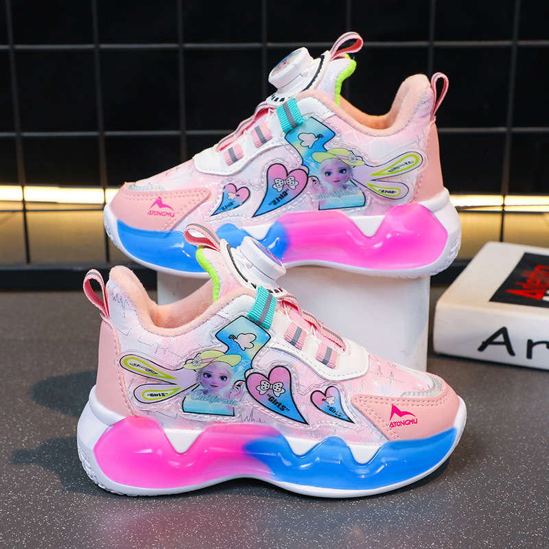 Girls' sports shoes 2023 Spring and Autumn new waterproof leather face Aisha Princess shoes for girls, middle-aged and young children, lightweight running shoes