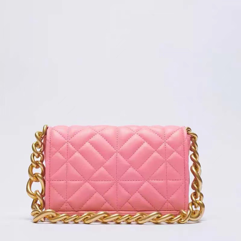 Z Home Bag New Product Small Fragrant Style Lingge Cross Shoulder Thick Chain Large Capacity Embroidered Women's Bag Versatile Underarm Square Bag