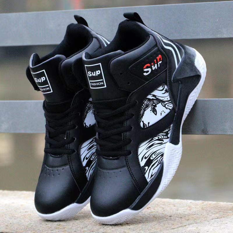 Wholesale of PU leather men's shoes for autumn and winter in foreign trade factories, basketball shoes, sports shoes, lace up Korean version, fashionable cross-border men's shoes