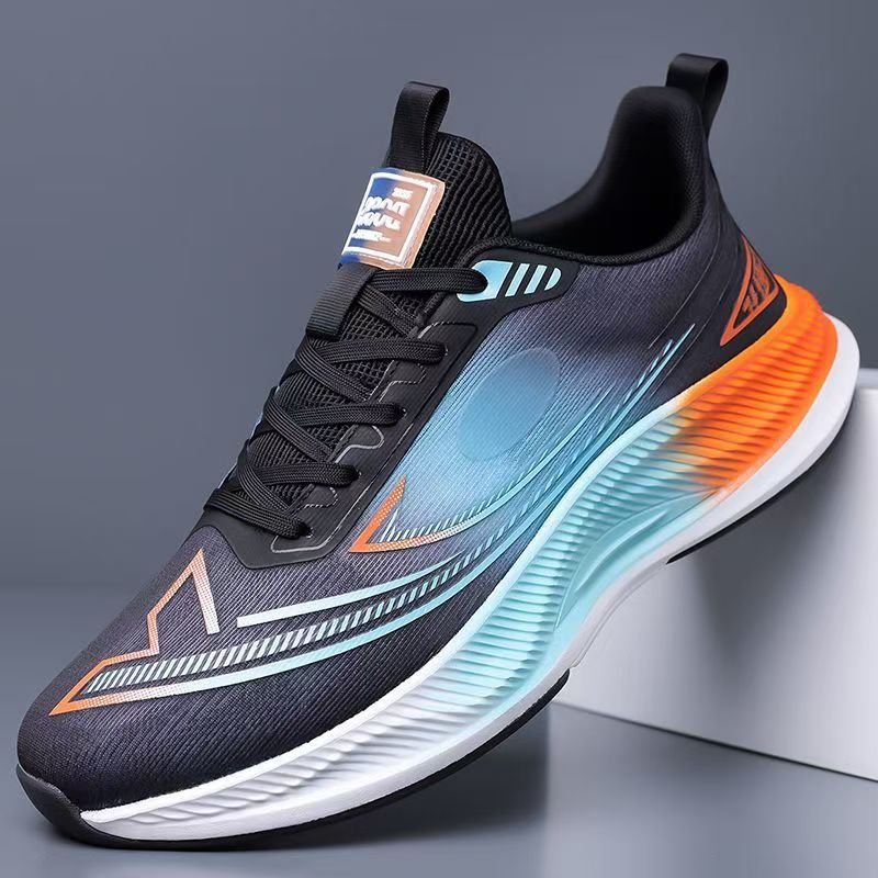 Cross border men's shoes 2025 spring and summer new casual sports shoes Flyknit running shoes Mesh breathable soft sole running shoes