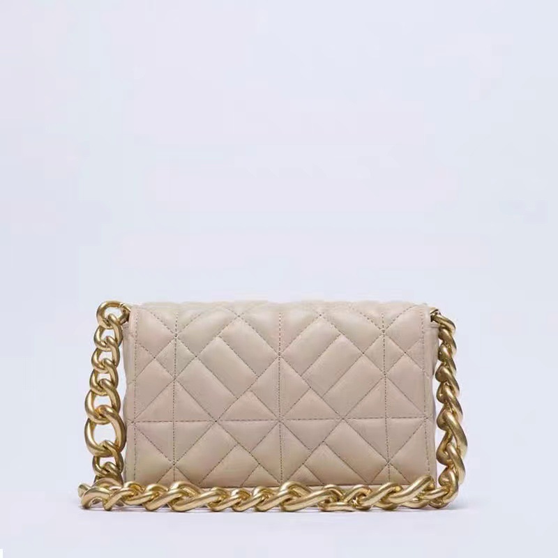 Z Home Bag New Product Small Fragrant Style Lingge Cross Shoulder Thick Chain Large Capacity Embroidered Women's Bag Versatile Underarm Square Bag