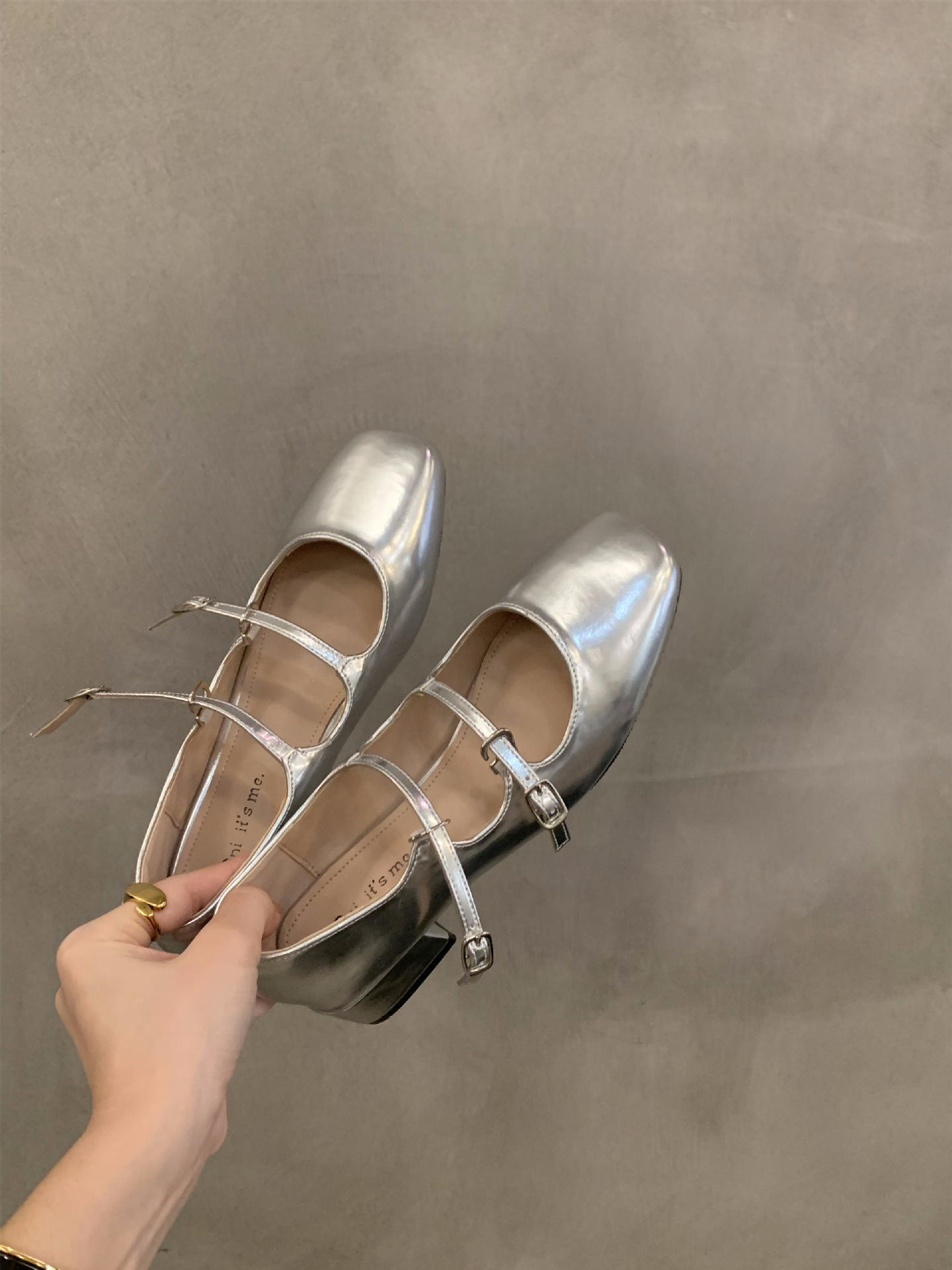 Thick heeled red Mary Jane small leather shoes for women, 2023 new summer French evening black spring and autumn single shoes