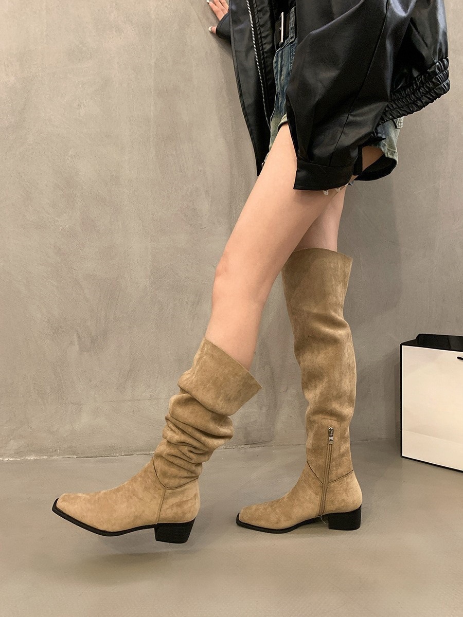 Thick heeled Western cowboy retro knee high boots for women, 2024 new autumn and winter stacking boots, long leg knight boots