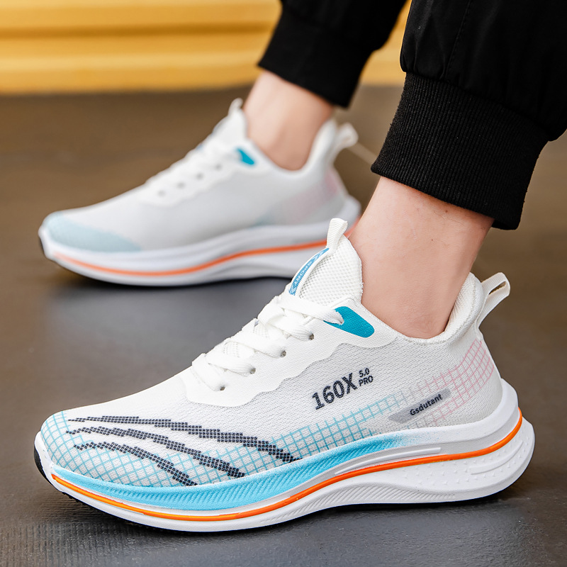 Cross border spring and summer new trend fly woven men's shoes, versatile for men and teenagers, casual sports, running, breathable mesh shoes wholesale