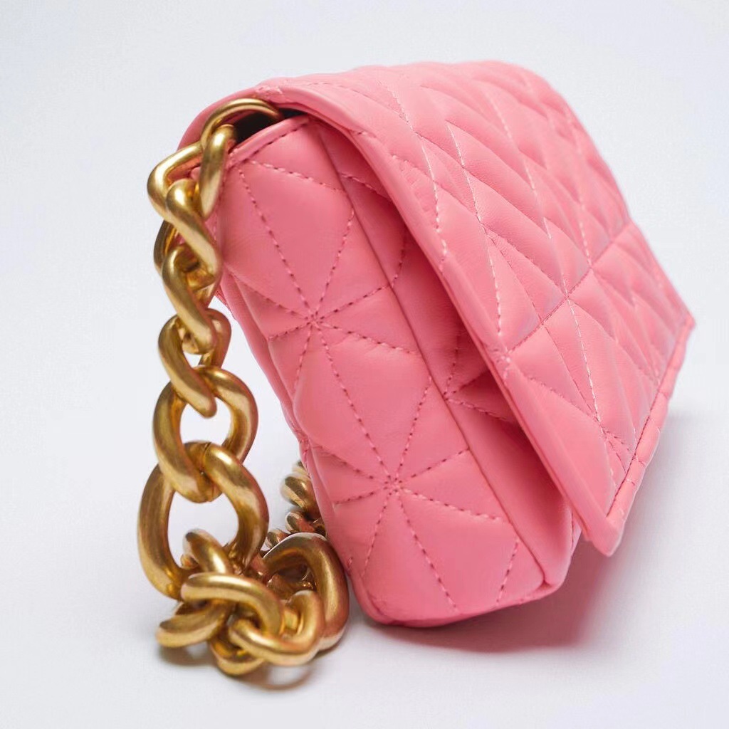 Z Home Bag New Product Small Fragrant Style Lingge Cross Shoulder Thick Chain Large Capacity Embroidered Women's Bag Versatile Underarm Square Bag