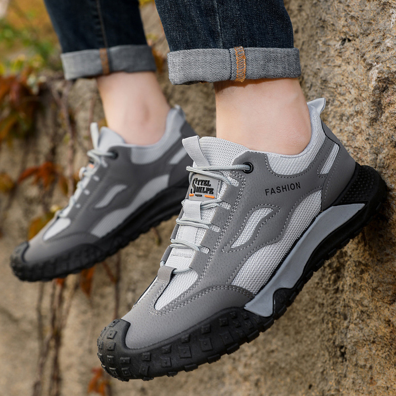 Cross border men's shoes, outdoor hiking shoes, breathable and wear-resistant labor protection shoes, work shoes, sports and leisure hiking shoes, wholesale of hiking shoes