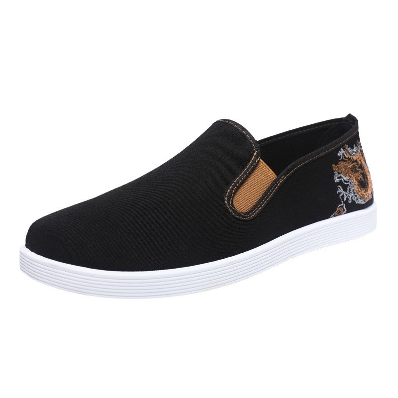 China-Chic Embroidery 24 year new style one foot plush thickened old Beijing men's shoes single cotton comfortable breathable casual