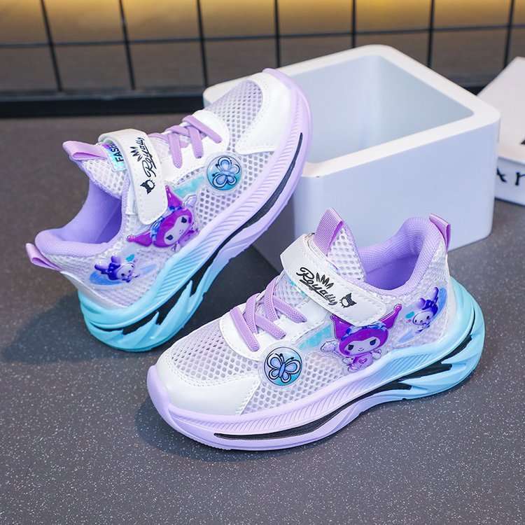 New Kuromi 2025 mesh breathable children's sports shoes for small and medium-sized children, thin and fashionable versatile running shoes for girls