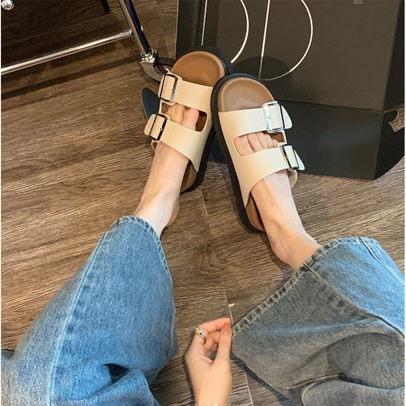Boken shoes, casual one-piece slippers, women's summer outdoor wear Boken shoes, belt buckle, half trailer, cool slippers