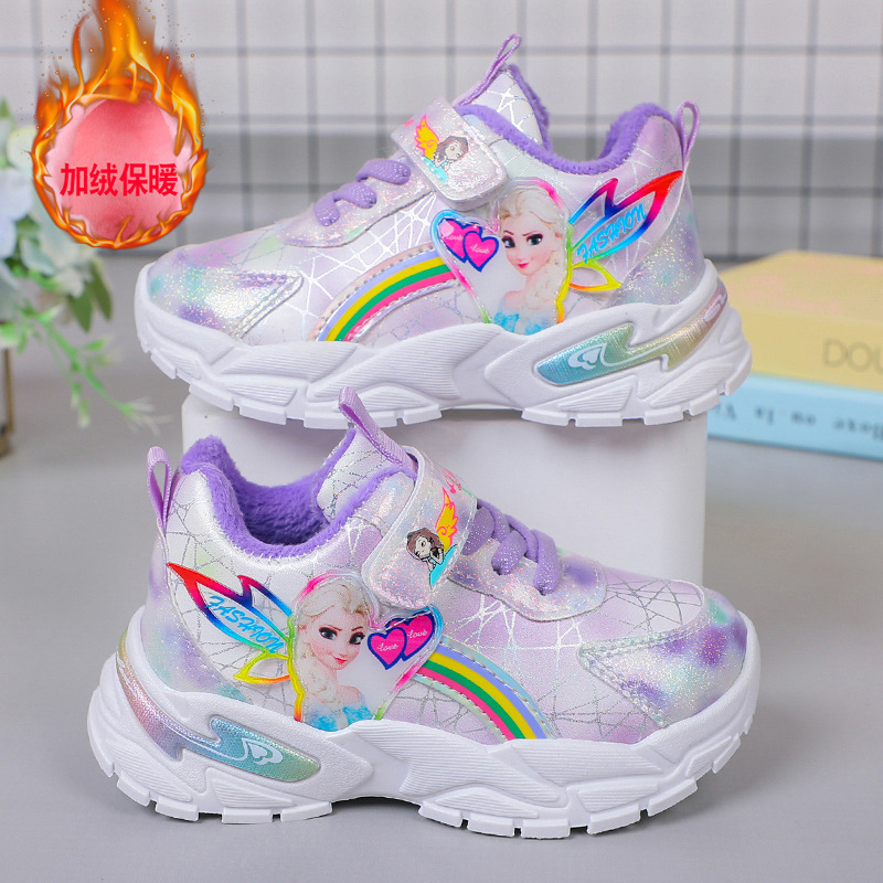 Girls' shoes for spring and autumn, versatile soft soled waterproof leather surface, girls' sports shoes, girls' elementary school princess shoes