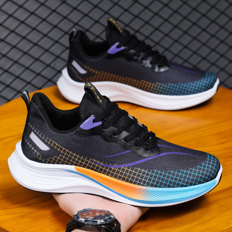 Cross border men's shoes 2024 Korean casual running shoes Tiktok new mesh breathable men's sports shoes wholesale