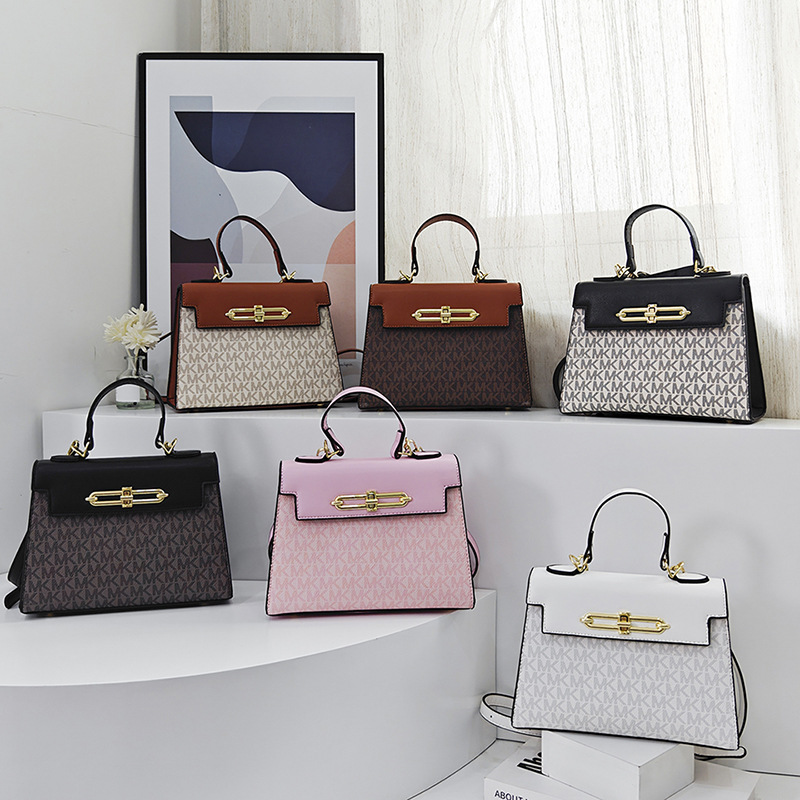 2025 New Kelly Bag Women's Single Shoulder Handheld Crossbody Small Square Bag Color Contrast Splicing Factory Goods Cross border Trendy Match for Foreign Trade