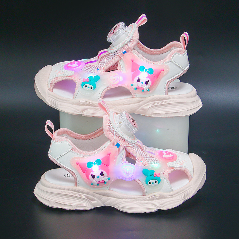 Bright Girl's Headbag Sandals 2024 Summer New Style Girls' Middle and Small Children's Baby Sandals Super Soft for Elementary School Students
