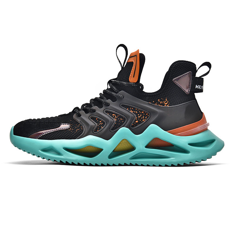 2022 Cross border New Men's Flyknit Sports Shoes Korean Edition Trendy Fashion Casual Shoes Student Blade Bottom Running Shoes