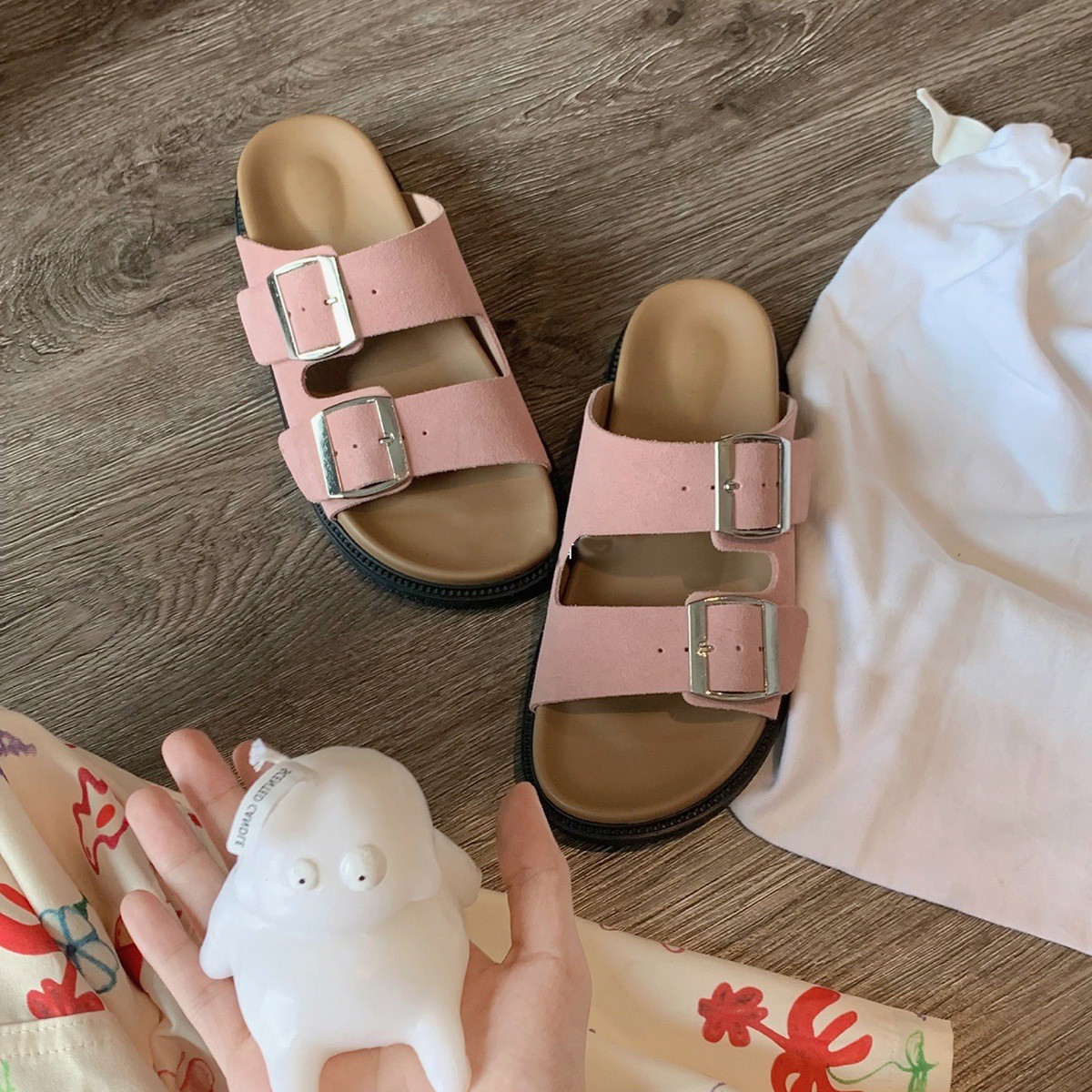 Boken shoes, casual one-piece slippers, women's summer outdoor wear Boken shoes, belt buckle, half trailer, cool slippers