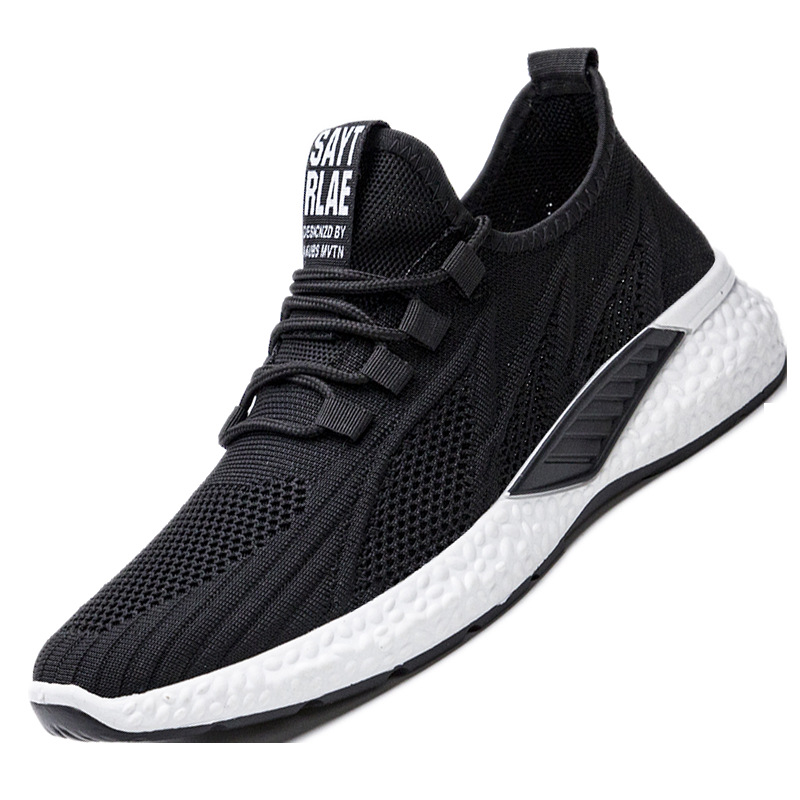 Cross border 2024 New Men's Shoes Spring Sports Shoes Flyknit Running Leather Shoes Casual Shoes One piece Hair Collection Breathable