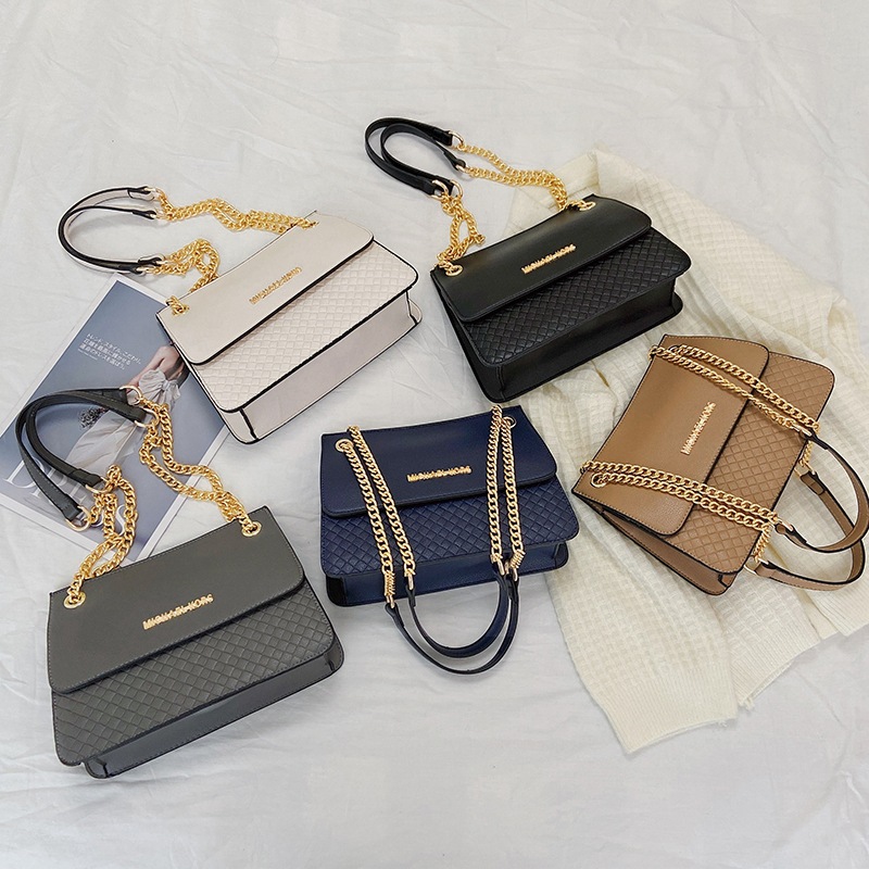 2024 New Fashion Single Shoulder Lychee Pattern Small Square Bag Chain Strap Cross Shoulder Factory Goods Wholesale Large Capacity Cross border Bag Women's Trend