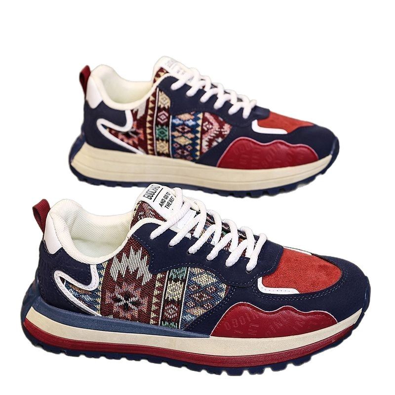Cross border men's shoes 2025 new spring fabric versatile thick sole popular sports and leisure ins shoes dad shoes wholesale