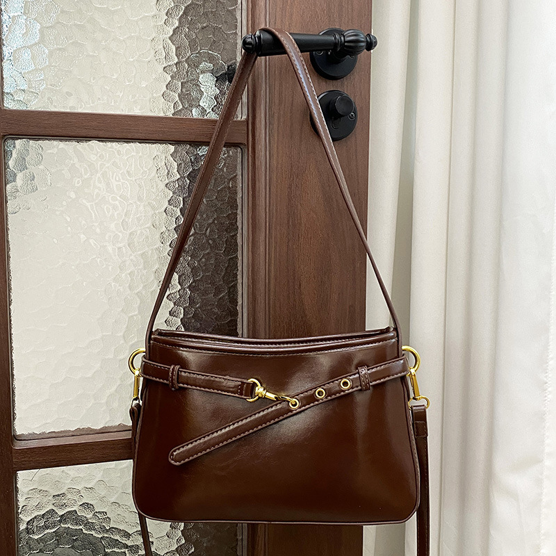 25 new high-end texture bags for foreign trade, women's fashionable commuting armpit bags, cross-border popular retro single shoulder diagonal cross bags