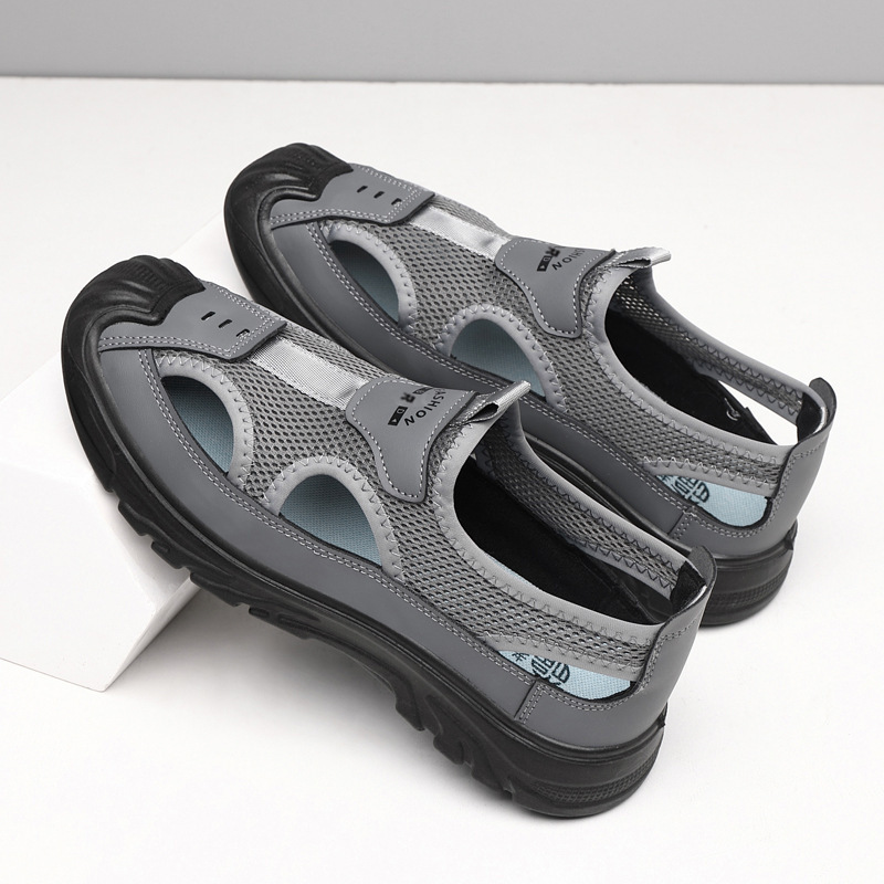 Cross border men's shoes summer mesh Baotou breathable driving hollow outdoor middle-aged leisure sports old Beijing shoes wholesale