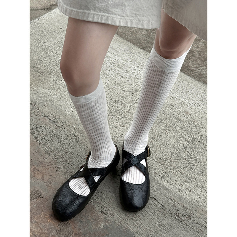 Spring Confession~Round toe cross strap ballet shoes for women, comfortable flat bottomed shallow mouth single shoes