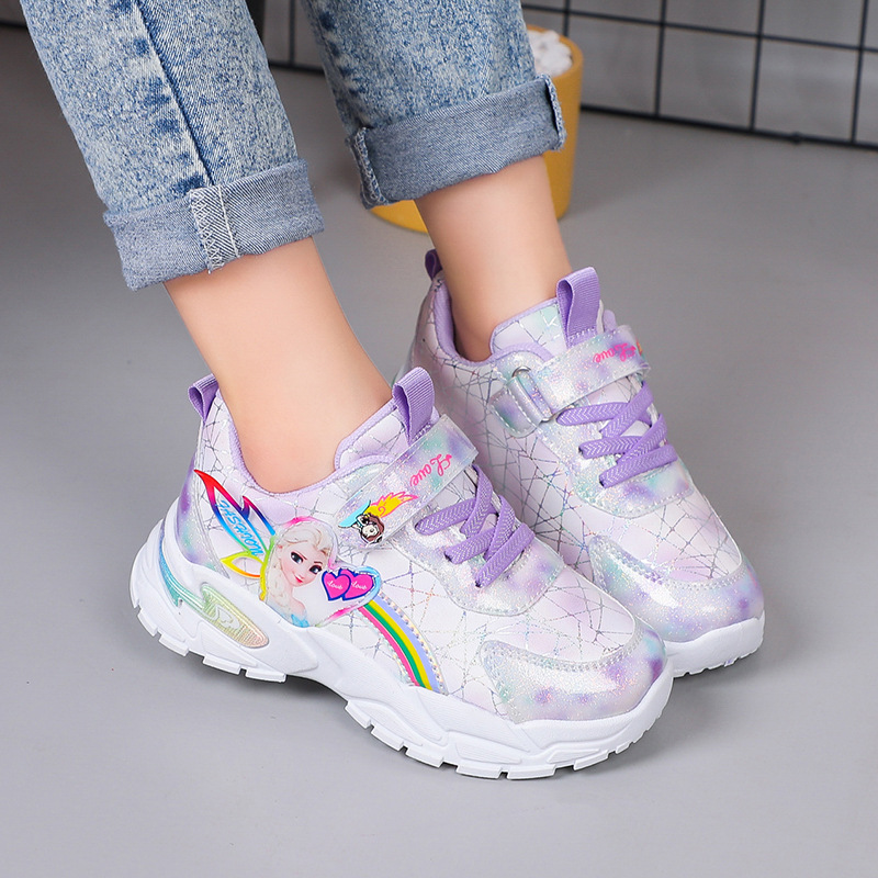 Girls' shoes for spring and autumn, versatile soft soled waterproof leather surface, girls' sports shoes, girls' elementary school princess shoes