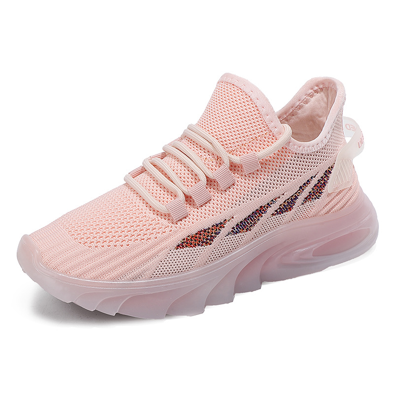 Cross border women's shoes, new flying woven running shoes, student casual shoes, trendy shoes, foreign trade thick soled flying woven sports women's shoes wholesale