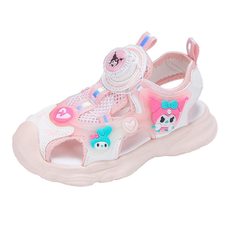Bright Girl's Headbag Sandals 2024 Summer New Style Girls' Middle and Small Children's Baby Sandals Super Soft for Elementary School Students