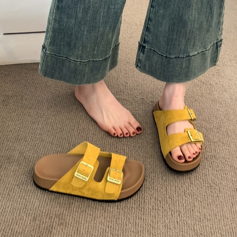 Thick soled Boken shoes for women 2025 new cool slippers for women's summer outdoor wear, with a high-end feel and increased Boken beach sandals