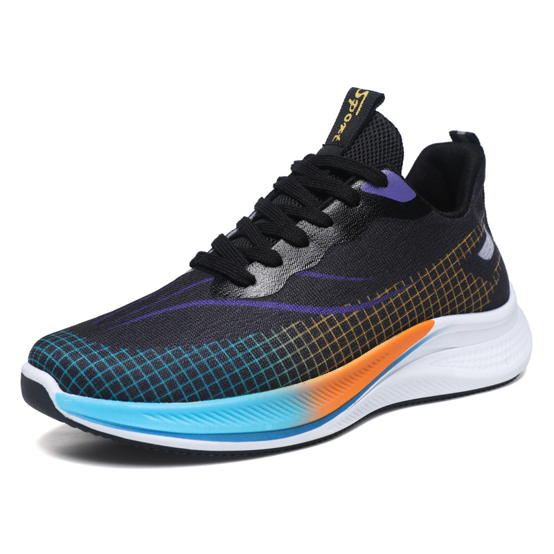 Cross border men's shoes 2024 Korean casual running shoes Tiktok new mesh breathable men's sports shoes wholesale