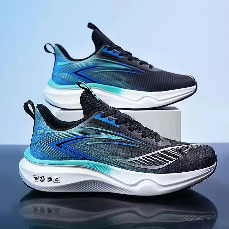 Cross border spring new men's sports shoes trendy and breathable mesh casual shoes for teenagers, lace up running men's shoes
