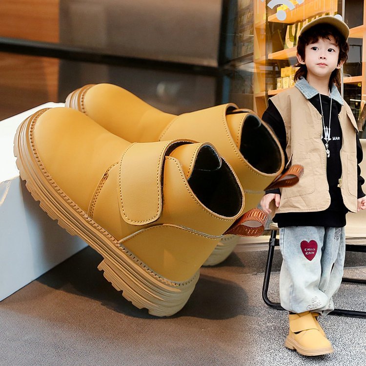 Children's snow boots 2024 new single boots for boys and girls, cotton boots with thickened insulation, waterproof cotton shoes for primary and secondary school students
