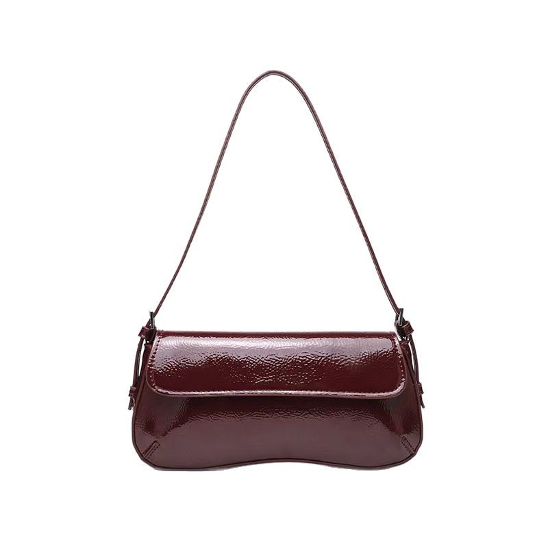 Cross border new Spanish women's bag flip shoulder bag commuting fashion versatile simple armpit bag patent leather handbag
