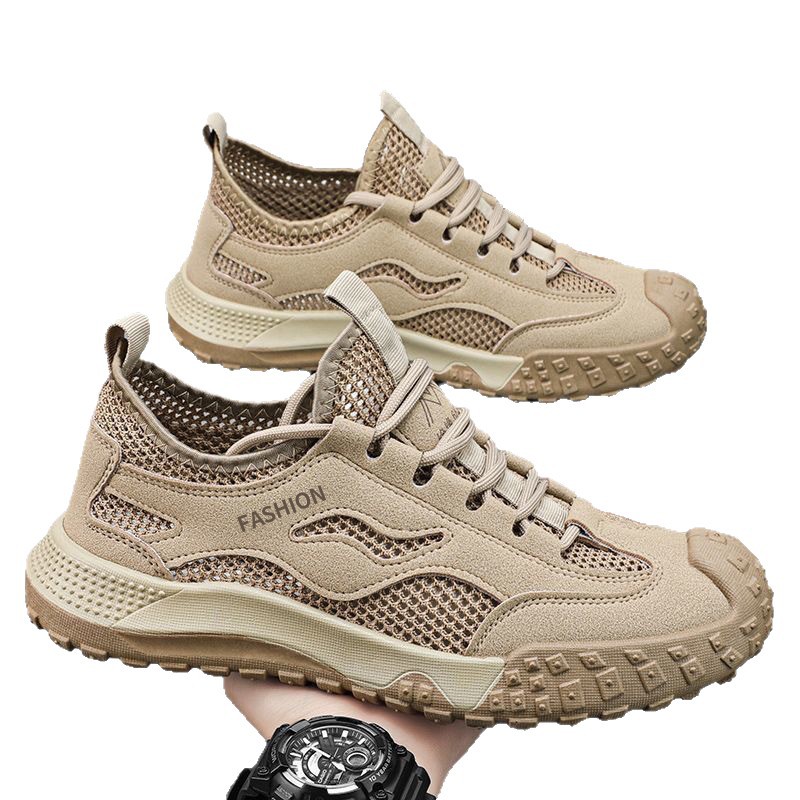 Cross border mesh men's shoes summer new outdoor workwear shoes fashionable breathable casual shoes soft soled sports shoes wholesale
