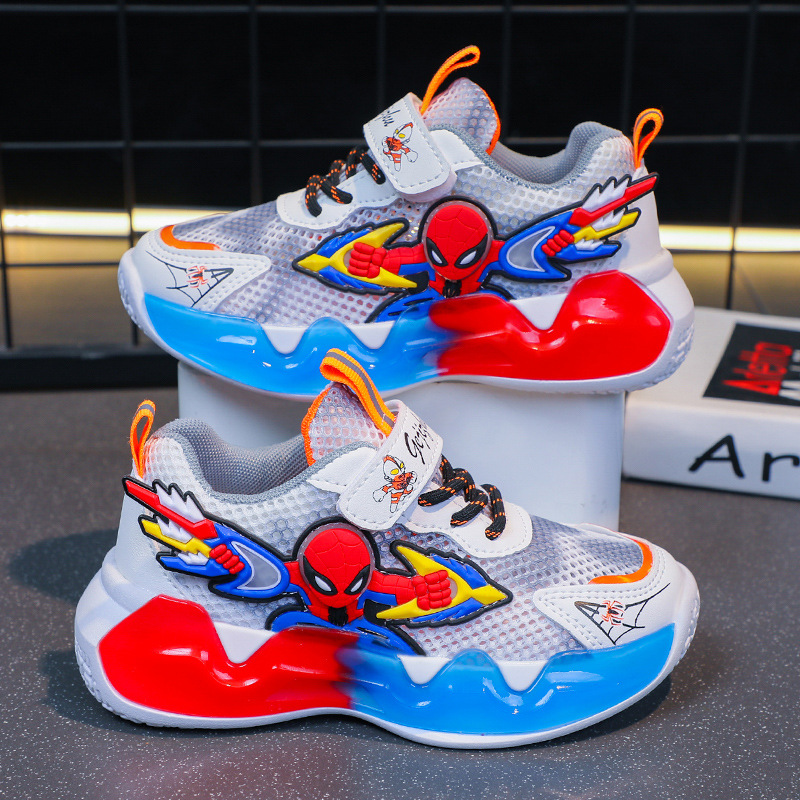 Children's sports shoes for spring and summer 2023, new mesh leather shoes for boys, lightweight running shoes for boys and elementary school students