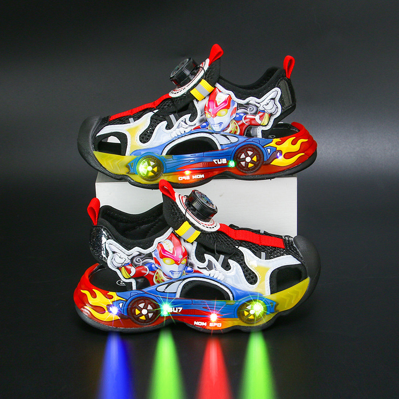Children's Headline Sandals with Lights 2025 Summer New Style Boys' Shoes Little Boys' Middle and Primary School Sandals