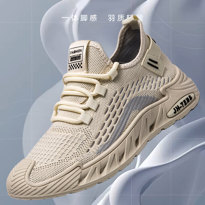 Cross border new woven trendy running shoes with soft soles, comfortable and casual shoes, foreign trade trendy shoes, mesh breathable men's shoes wholesale
