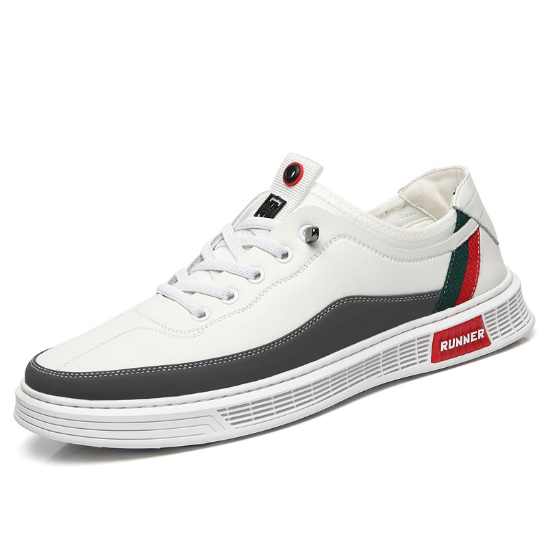 2024 Summer New Men's Shoes Breathable Trendy Brand Soft soled Leather Shoes White Shoes Student Board Shoes British Fashion Casual