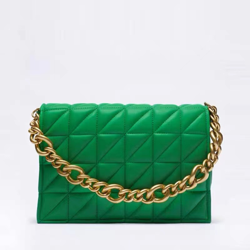 Z Home's popular foreign trade crossbody diamond grid bag 2025 new versatile thick chain single shoulder rice embroidered small square bag