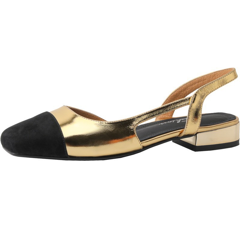 French 2024 Summer New Small Fragrant Style Color blocked Single Shoes Versatile Women's Shoes Commuter Baotou Roman Flat Sandals Women