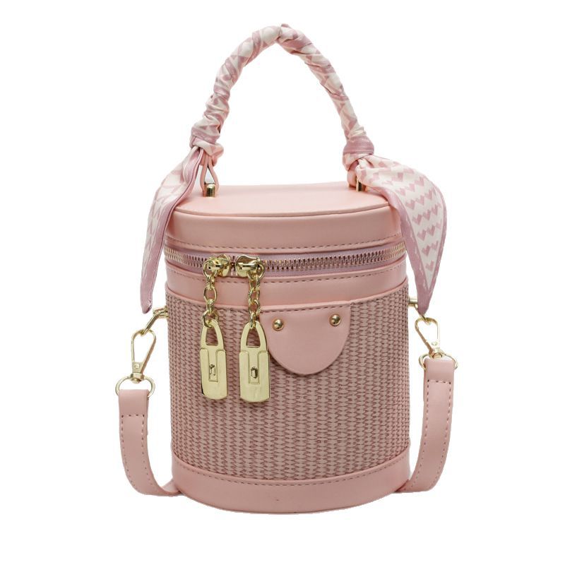 Foreign trade high-end western-style women's cylindrical bag versatile 2025 niche design handbag retro shoulder crossbody bag
